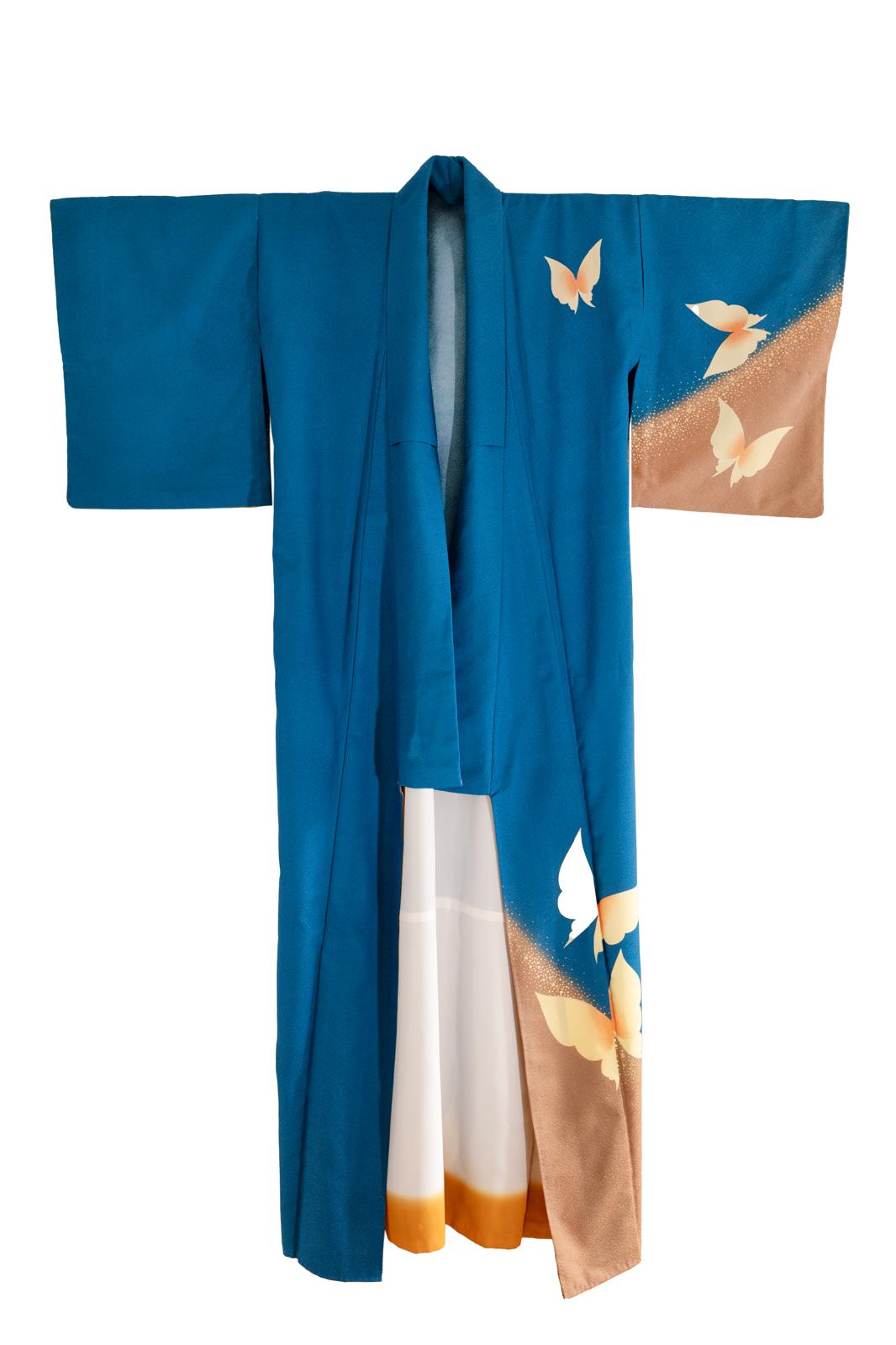 Turquoise butterfly kimono