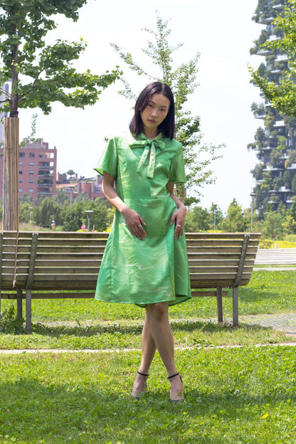 Green wave dress