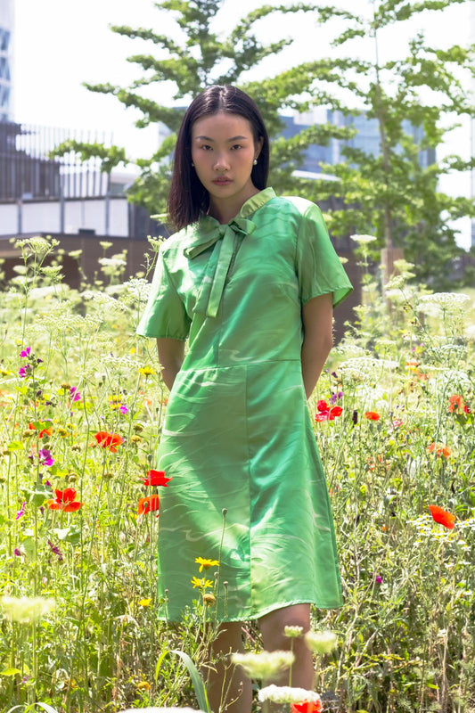 Green wave dress